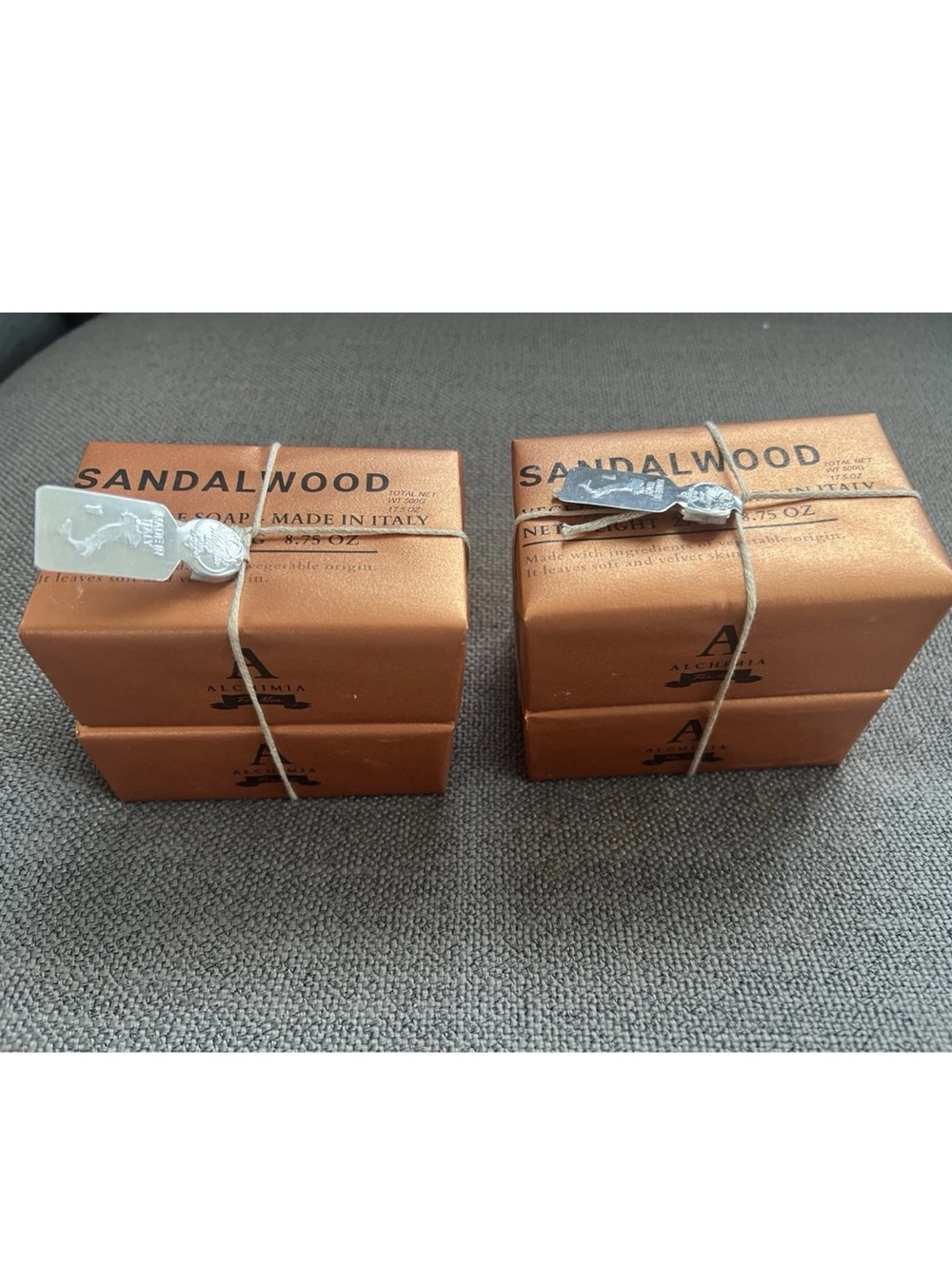 ALCHIMIA For Men SANDALWOOD Vegetable Bar Soap 4 x 8.75 oz. Italy